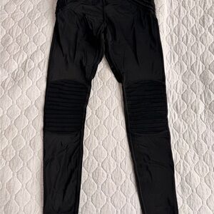 L'URV Black Moto-Style Leggings